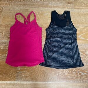 Women’s Lululemon Pink and Black Fitness Tops